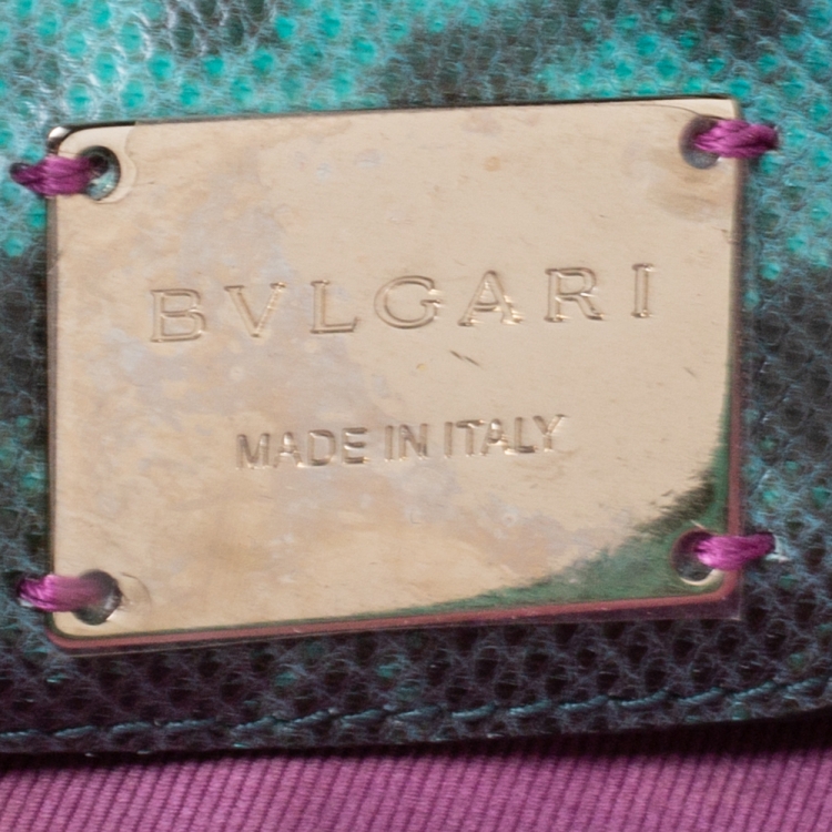 مملوكة مسبقًا Bvlgari Green/Black Lizard Serpenti Forever Flap Shoulder Bag