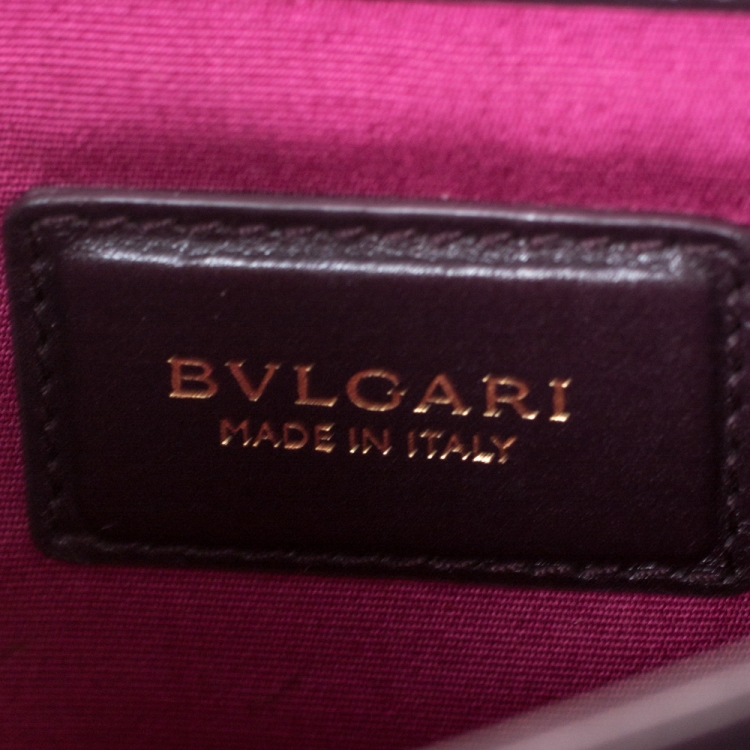 Pre Owned Bvlgari Plump/Black Leather and Perspex Flap Cover Shoulder Bag