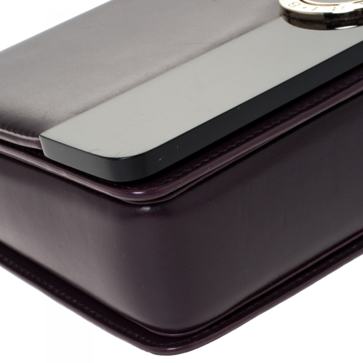 Pre Owned Bvlgari Plump/Black Leather and Perspex Flap Cover Shoulder Bag