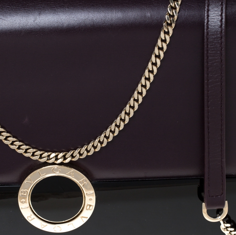 Pre Owned Bvlgari Plump/Black Leather and Perspex Flap Cover Shoulder Bag