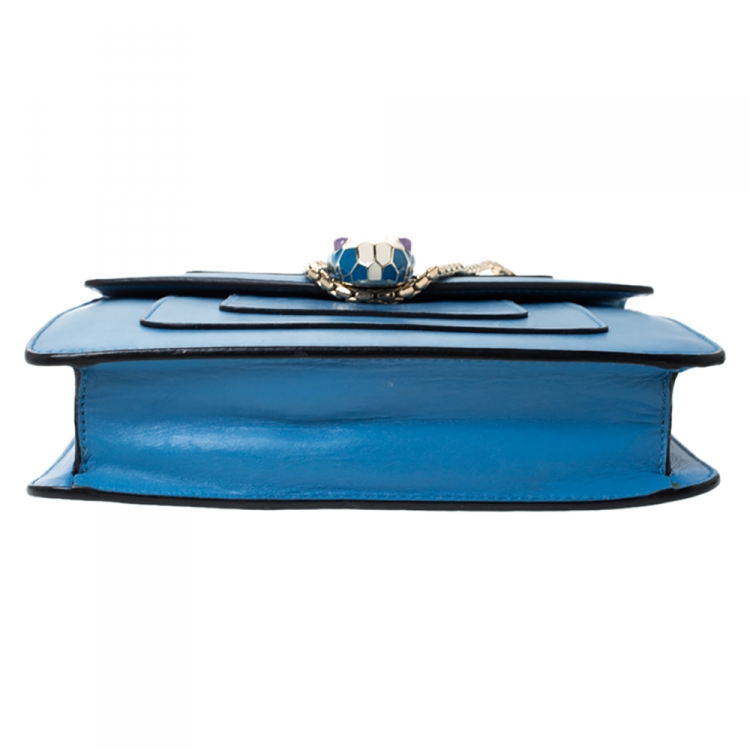 Pre Owned Bvlgari Light Blue Leather Small Serpenti Forever Shoulder Bag