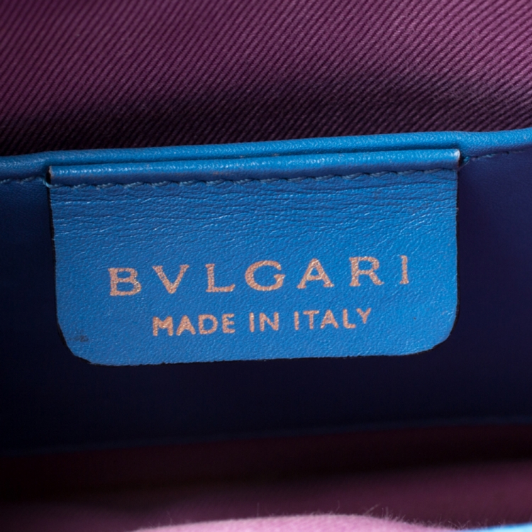 Pre Owned Bvlgari Light Blue Leather Small Serpenti Forever Shoulder Bag