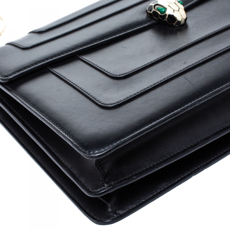 مملوكة مسبقًا Bvlgari Black Leather Serpenti Forever Shoulder Bag