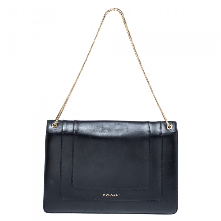 مملوكة مسبقًا Bvlgari Black Leather Serpenti Forever Shoulder Bag