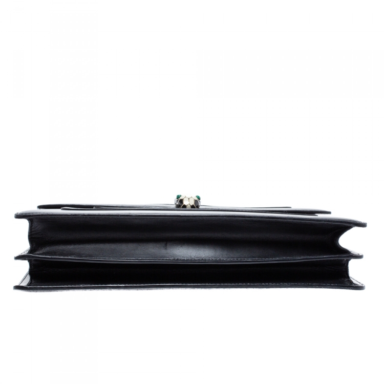 مملوكة مسبقًا Bvlgari Black Leather Serpenti Forever Shoulder Bag