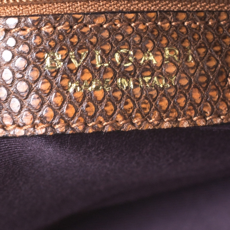 Pre Owned Bvlgari Brown Lizard Medium Bonton Bag
