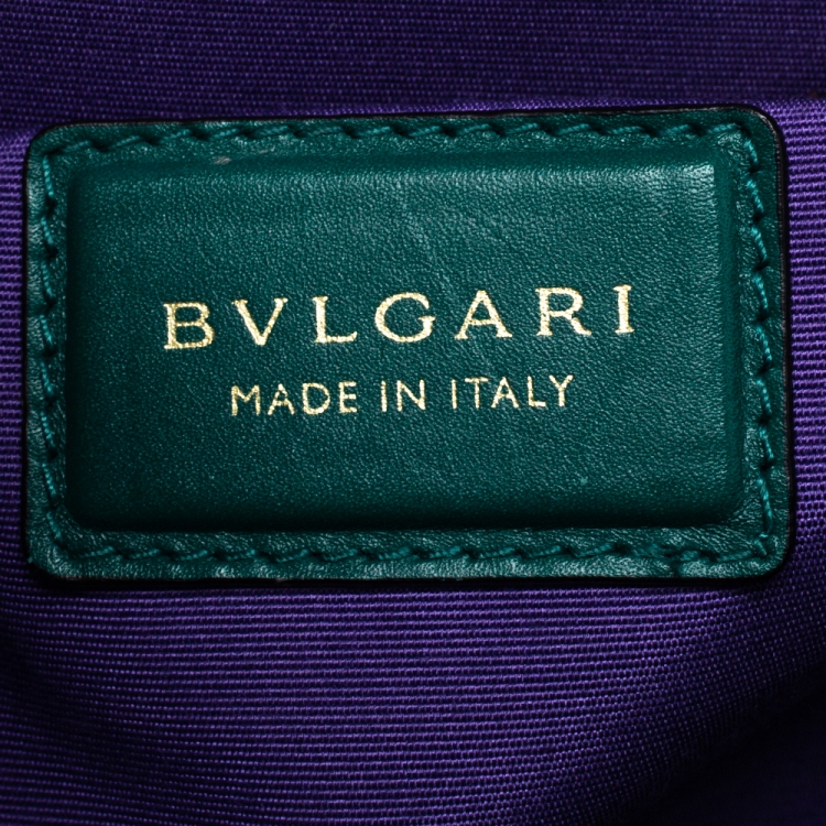 Pre Owned Bvlgari Green Leather  Serpenti Forever Double Flap Shoulder Bag