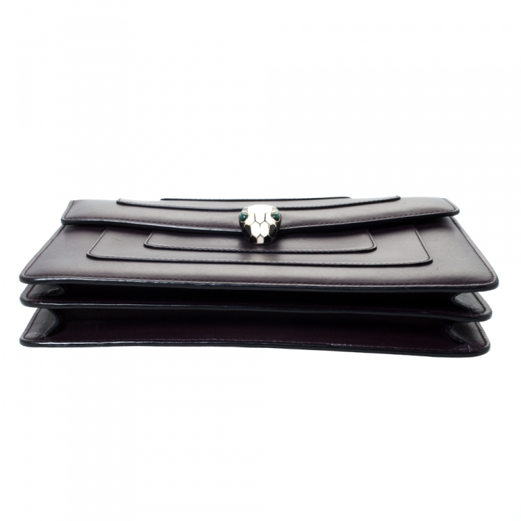 مملوكة مسبقًا Bvlgari Dark Plum Leather Medium Serpenti Forever Flap Shoulder Bag