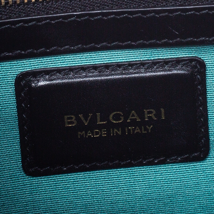 Pre Owned Bvlgari Black Leather Serpenti Forever Flap Bag