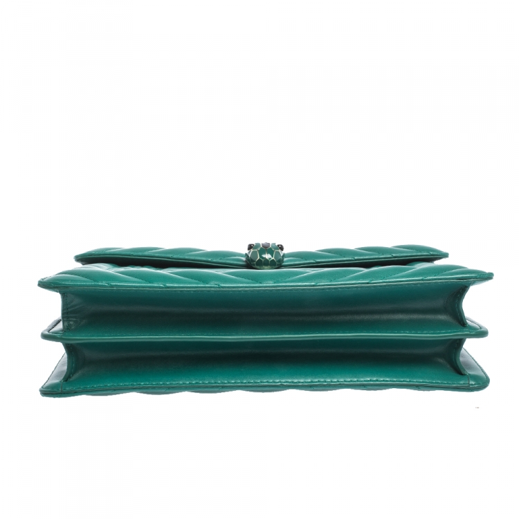 مملوكة مسبقًا Bvlgari Green Quilted Scaglie Leather Medium Serpenti Forever Shoulder Bag