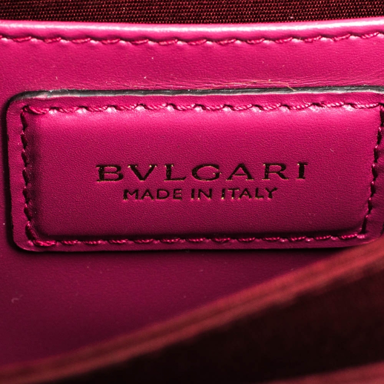 Pre Owned Bvlgari Magenta Leather Serpenti Forever Flap Top Handle Bag