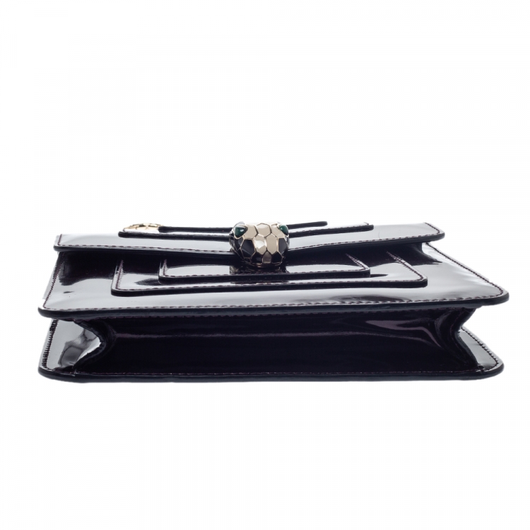 Pre Owned Bvlgari Plum Patent Leather Small Serpenti Forever Shoulder Bag
