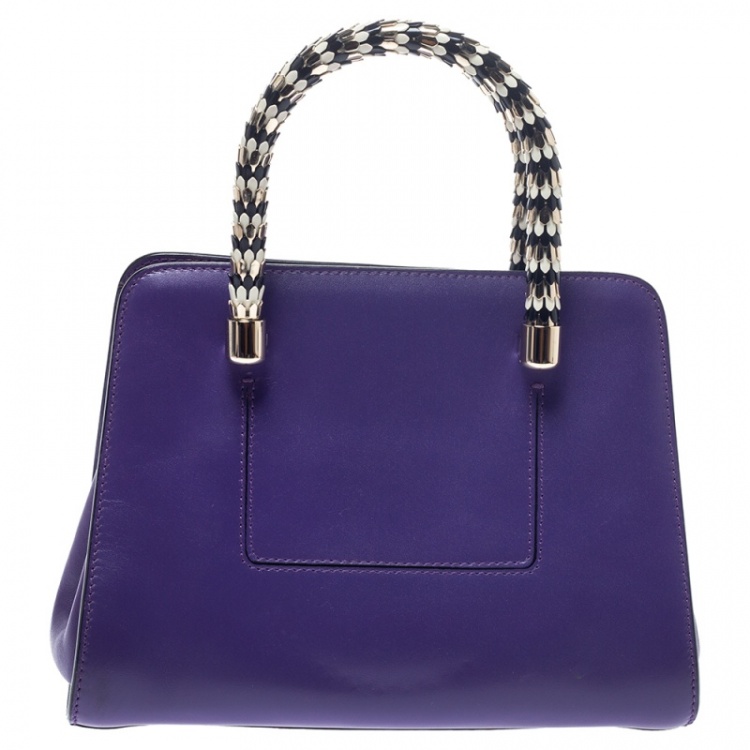 Pre Owned Bvlgari Purple Leather Serpenti Tote