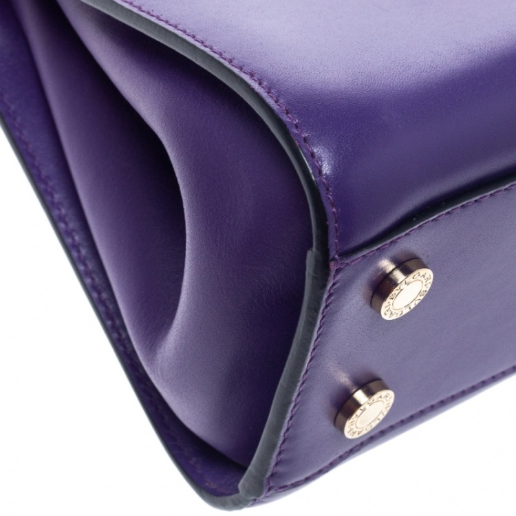 Pre Owned Bvlgari Purple Leather Serpenti Tote