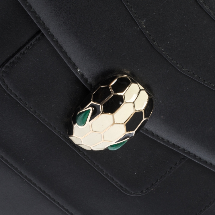 Pre Owned Bvlgari Black Leather Medium Serpenti Forever Shoulder Bag