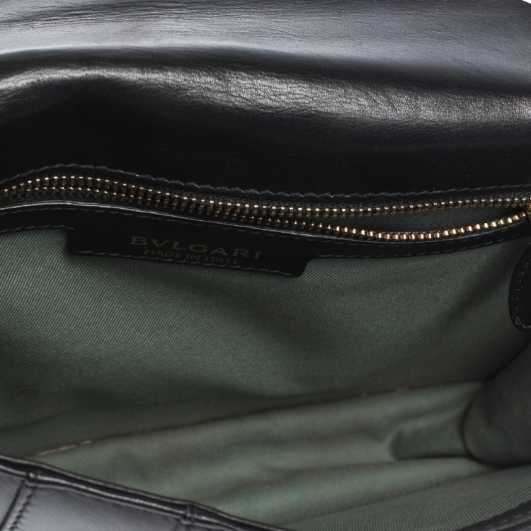 Pre Owned Bvlgari Black Leather Medium Serpenti Forever Shoulder Bag