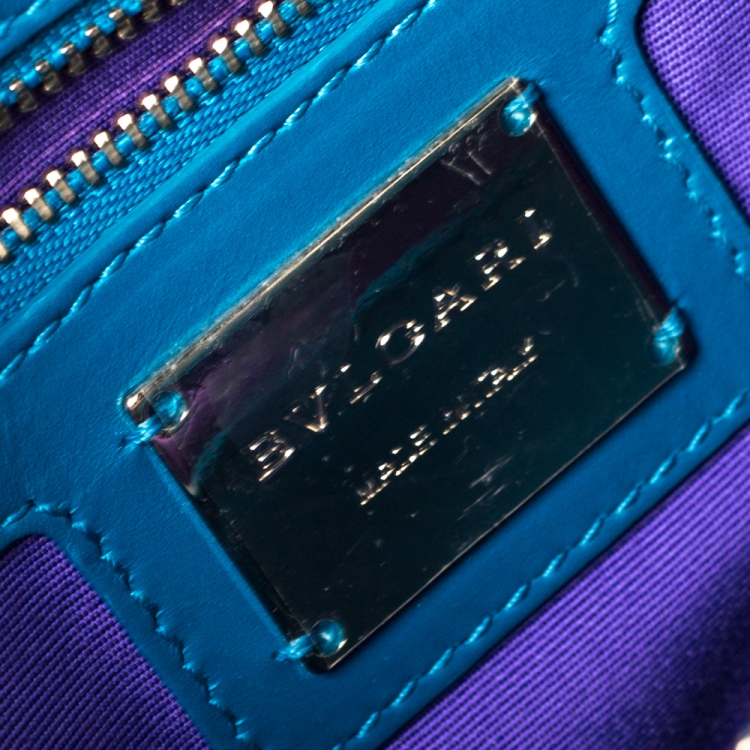 Pre Owned Bvlgari Teal Stingray and Leather Medium Serpenti Forever Shoulder Bag