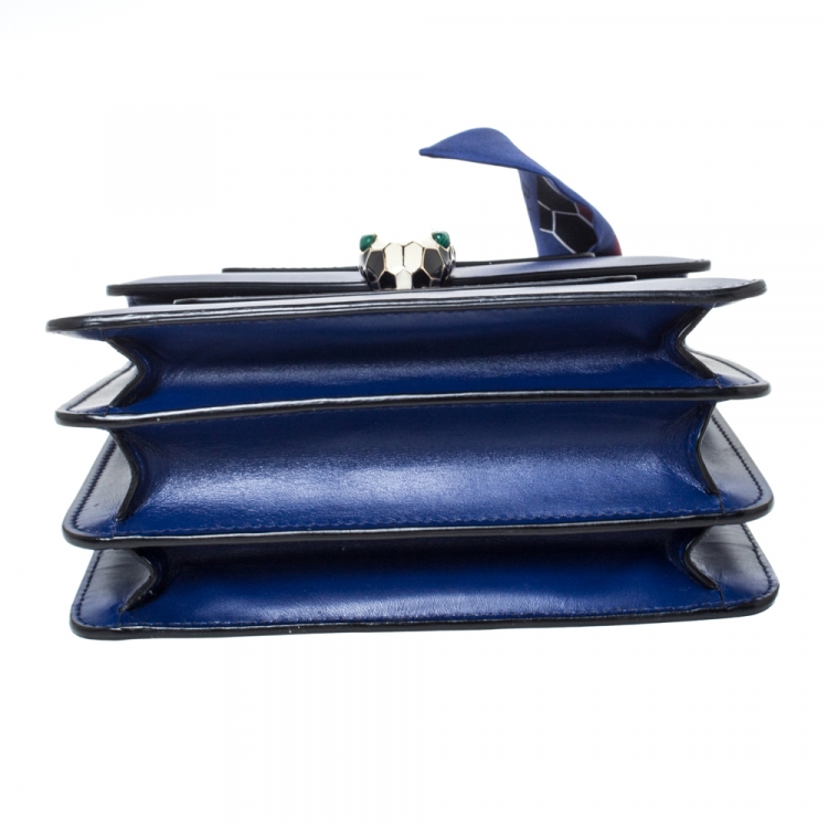 مملوكة مسبقًا Bvlgari Royal Blue Leather Serpenti Forever Flap Top Handle Bag