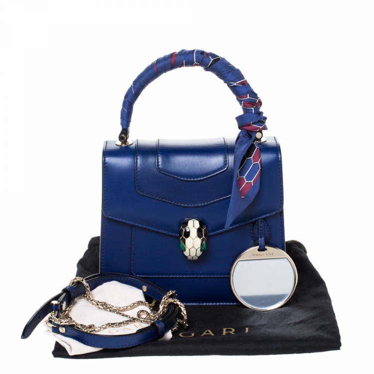 مملوكة مسبقًا Bvlgari Royal Blue Leather Serpenti Forever Flap Top Handle Bag