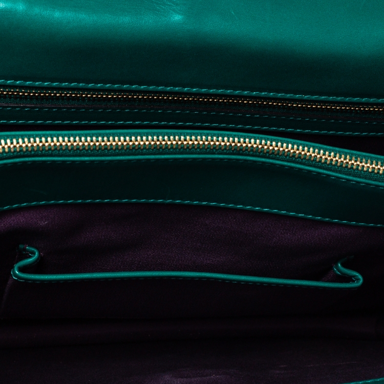 Pre Owned Bvlgari Green Leather Large Serpenti Forever Shoulder Bag