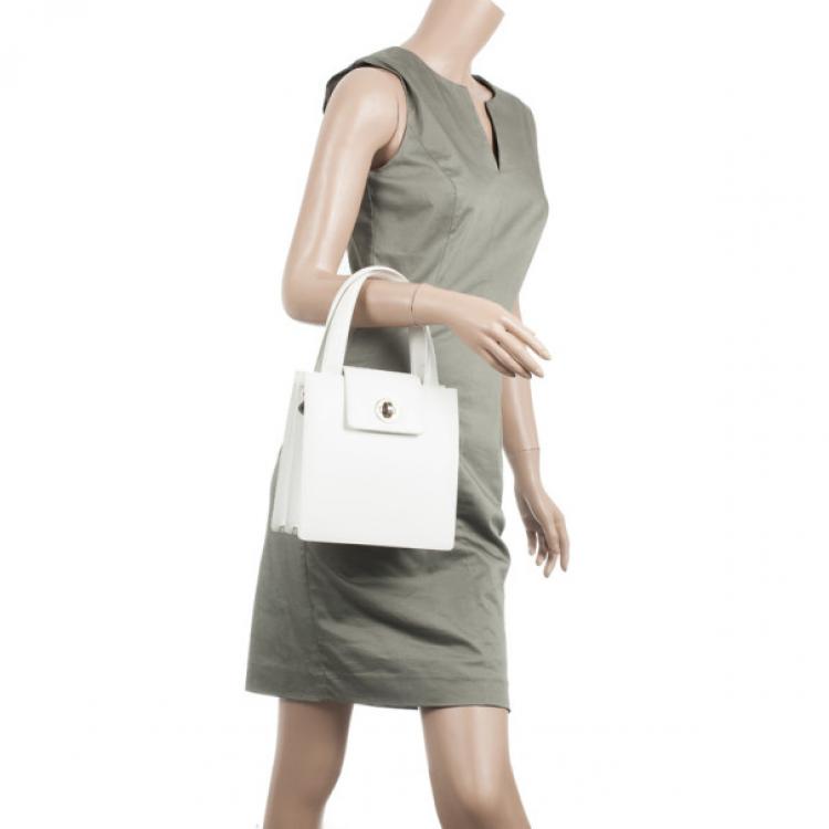 Pre Owned Bvlgari White Top Handle Bag
