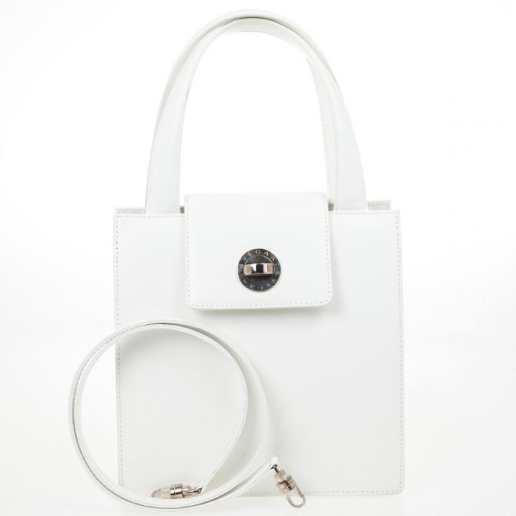 Pre Owned Bvlgari White Top Handle Bag