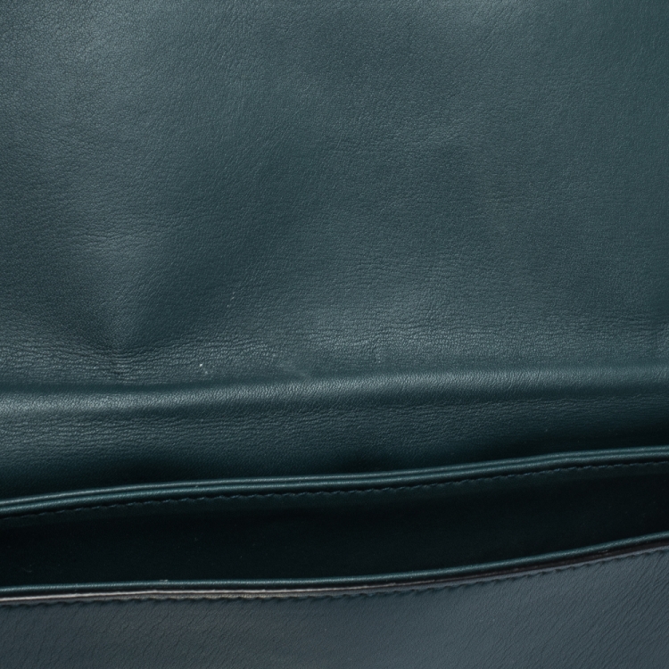 مملوكة مسبقًا Bvlgari Green/Black Leather Medium Serpenti Viper Top Handle Bag