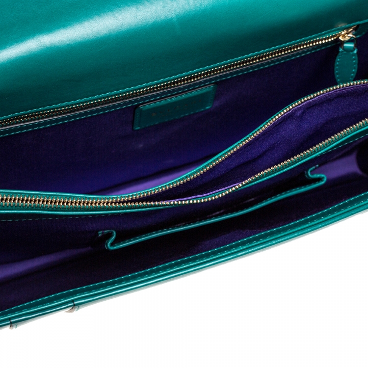 Pre Owned Bvlgari Green Leather Large Serpenti Forever Shoulder Bag