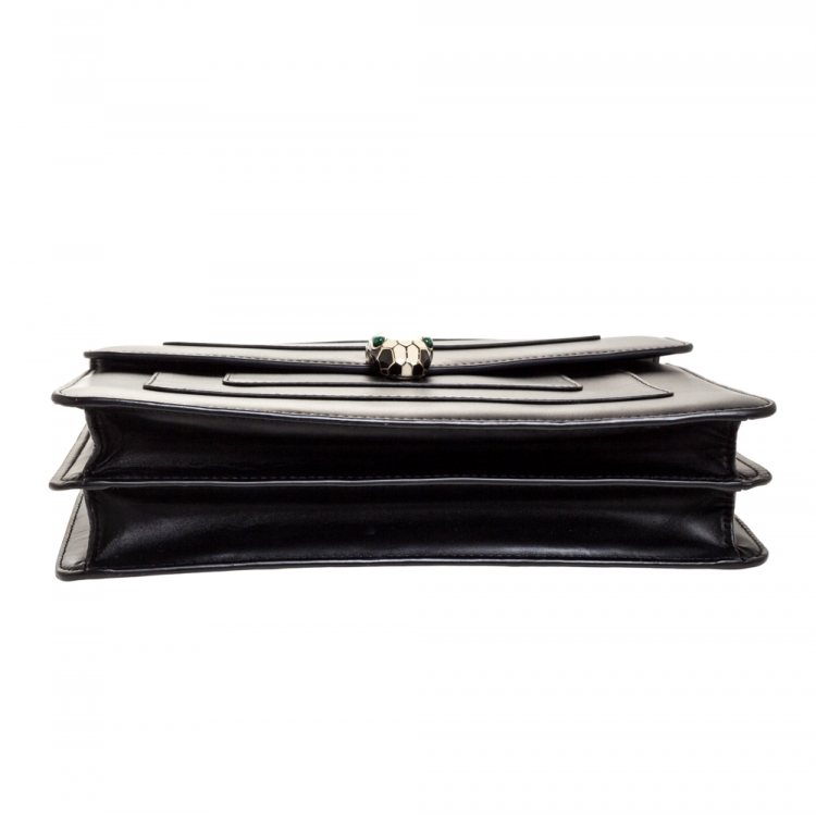 Pre Owned Bvlgari Black Leather Medium Serpenti Forever Shoulder Bag