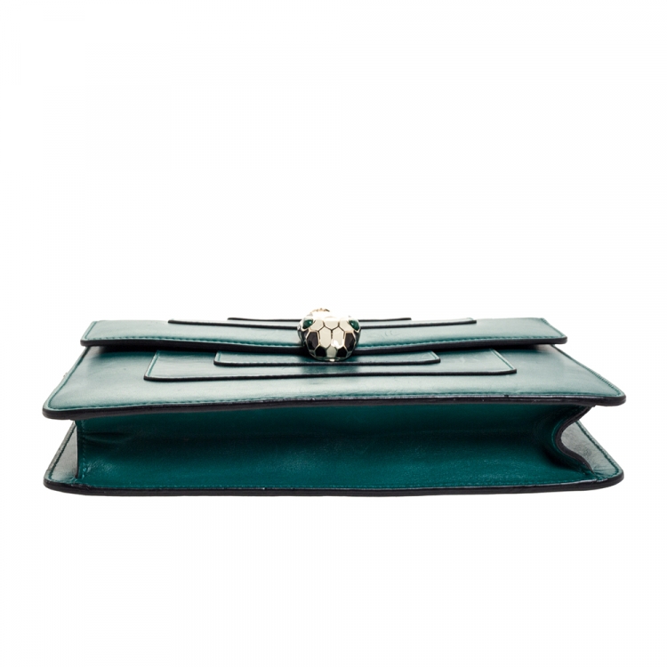Pre Owned Bvlgari Green Leather Serpenti Forever Shoulder Bag