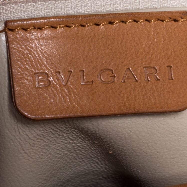 Pre Owned Bvlgari Grey/Tan Wool and Leather Shoulder Bag