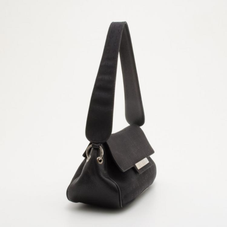 Pre Owned Bvlgari Black Canvas & Leather Monogram Shoulder Bag