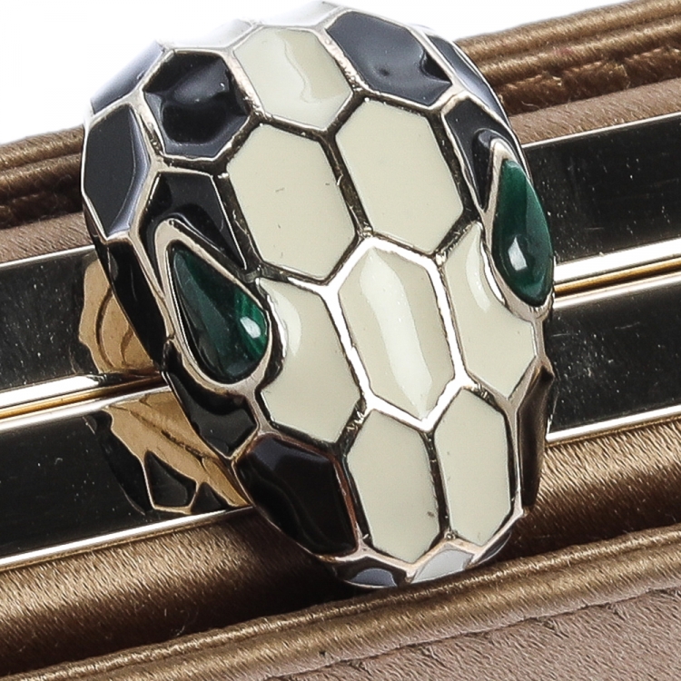 Pre Owned Bvlgari Beige Satin Serpente Bangle Clutch