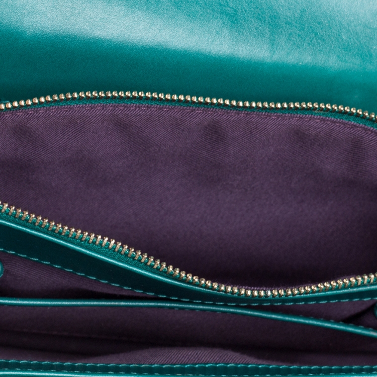 Pre Owned Bvlgari Green Leather Medium Serpenti Forever Flap Shoulder Bag