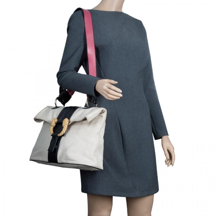 Pre Owned Bvlgari Multicolor Canvas and Leather Leoni Shoulder Bag