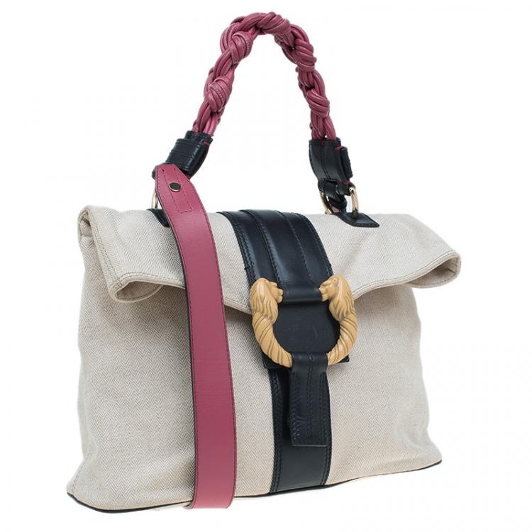 Pre Owned Bvlgari Multicolor Canvas and Leather Leoni Shoulder Bag
