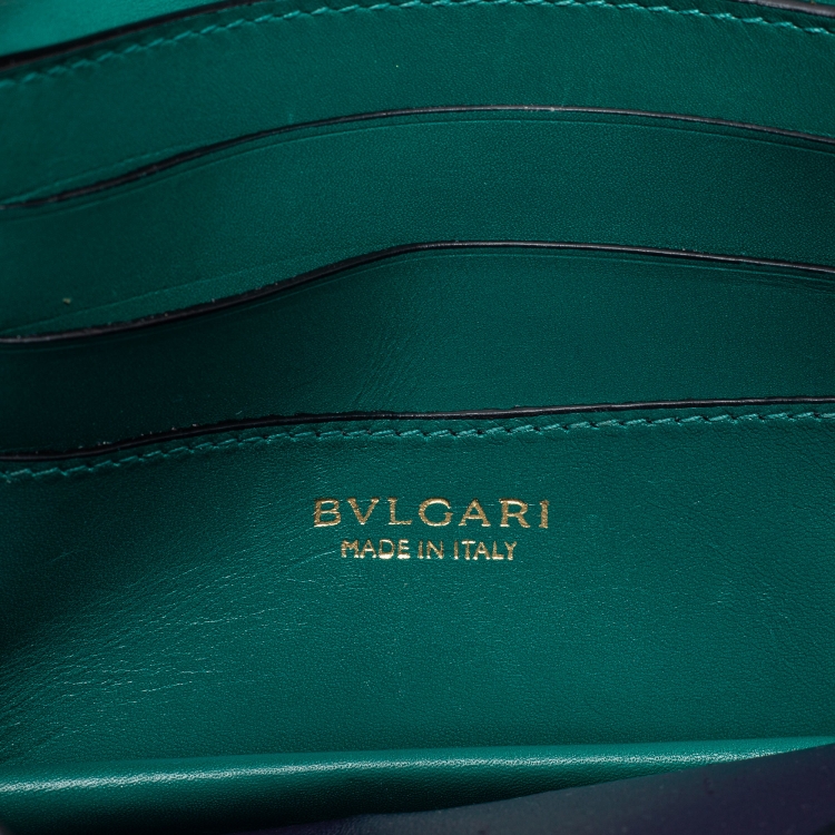 Pre Owned Bvlgari Green Leather Mini Serpenti Forever Crossbody Bag