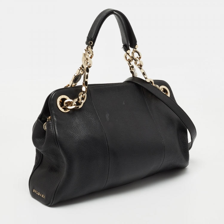 مملوكة مسبقًا Bvlgari Black Leather Chain Tote
