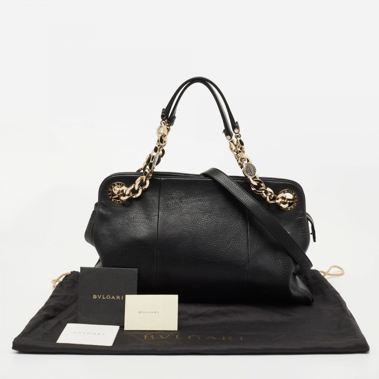 مملوكة مسبقًا Bvlgari Black Leather Chain Tote