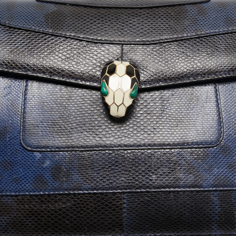 Pre Owned Bvlgari Navy Blue/Black Karung Serpenti Forever Shoulder Bag