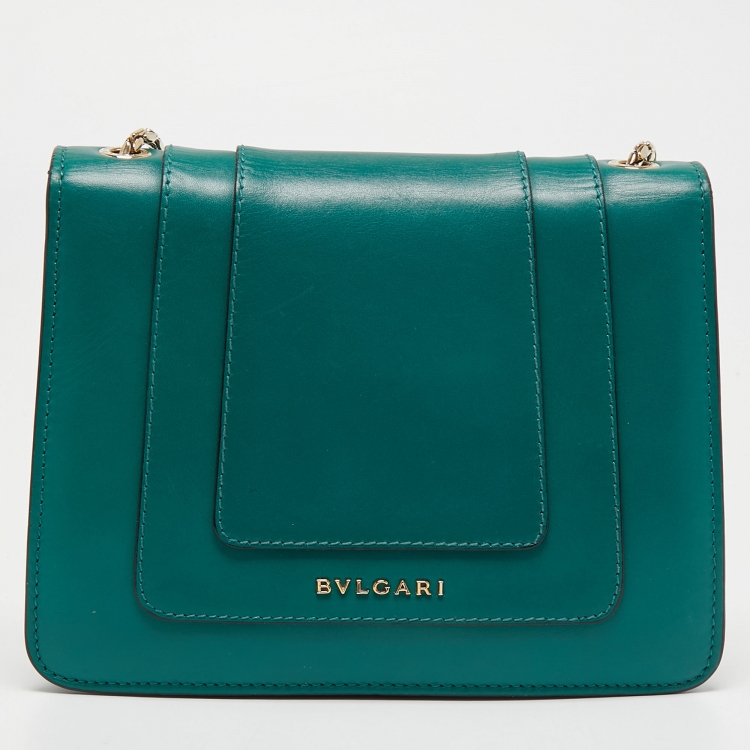 مملوكة مسبقًا Bvlgari Dark Green Leather Small Serpenti Forever Shoulder Bag