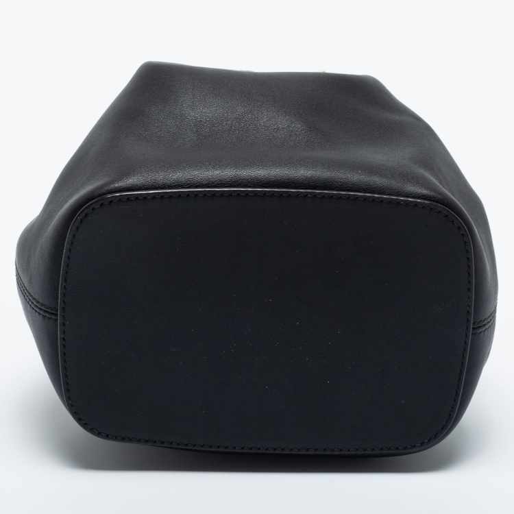 Pre Owned Bvlgari Black Leather Serpenti Forever Drawstring Bucket Bag