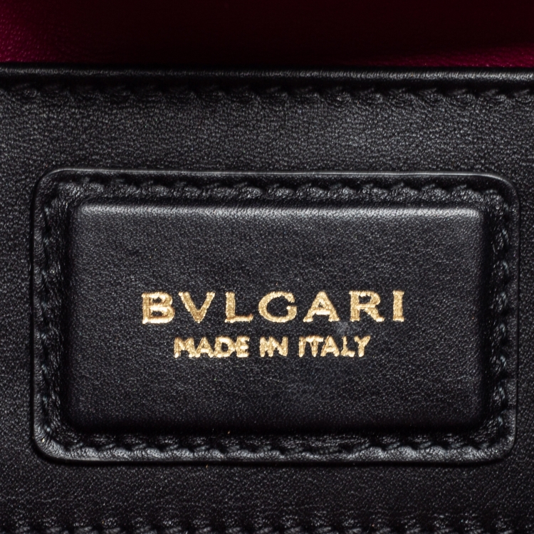 Pre Owned Bvlgari Black Leather Serpenti Forever Drawstring Bucket Bag