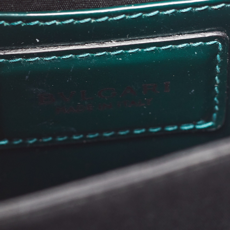 Pre Owned Bvlgari Emerald Green Patent Leather Serpenti Forever Top Handle Bag