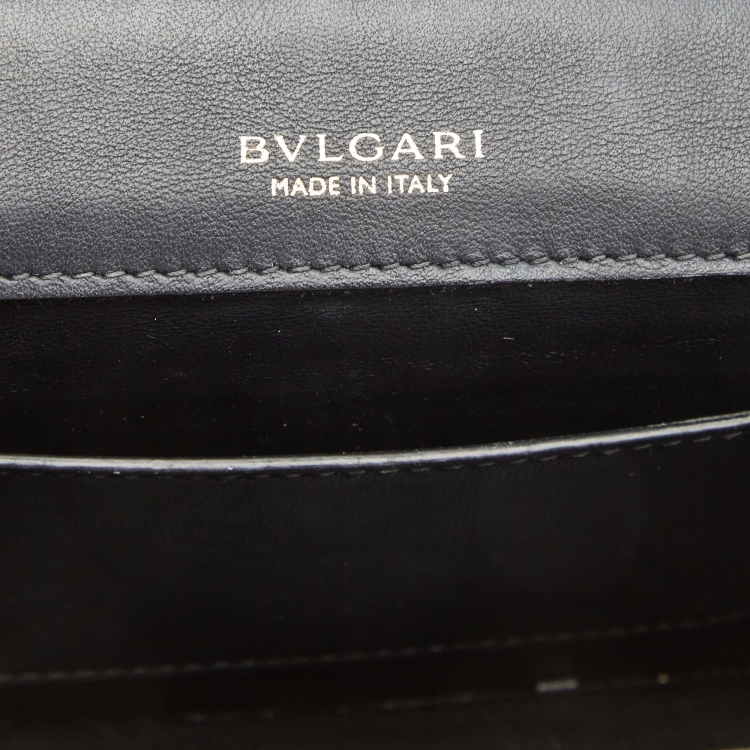 Pre Owned Bvlgari Cream/Black Raffia and Leather Serpenti Forever Top Handle Bag