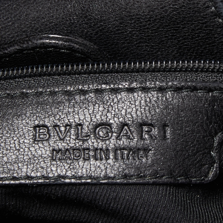 Pre Owned Bvlgari Black Leather Pleated Twit Tote