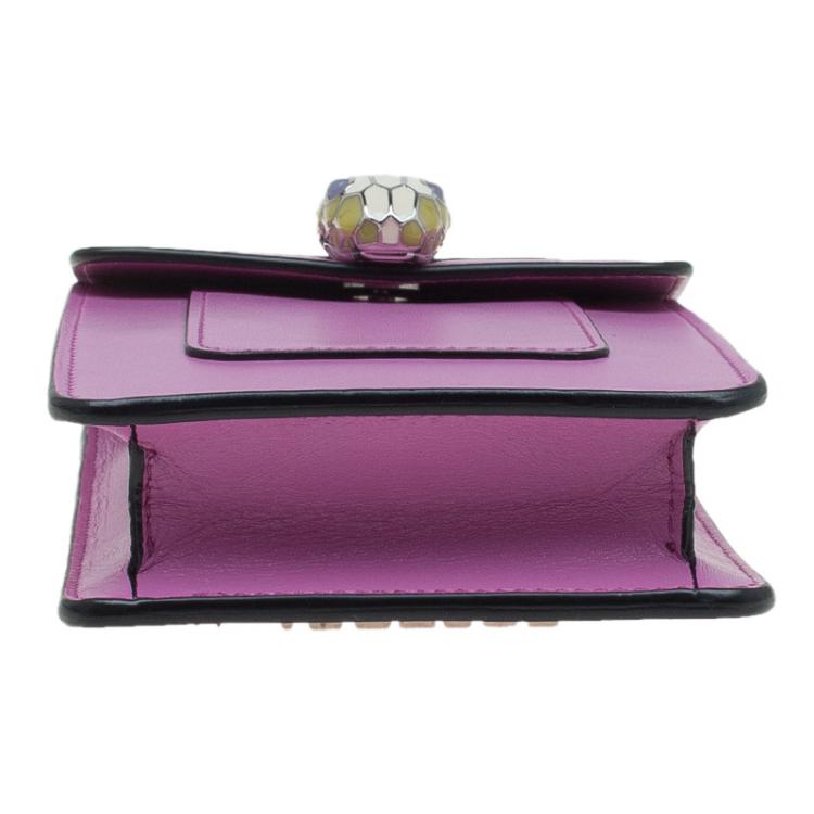 Pre Owned Bvlgari Pink Leather Serpenti Forever Vertical Chain Pochette