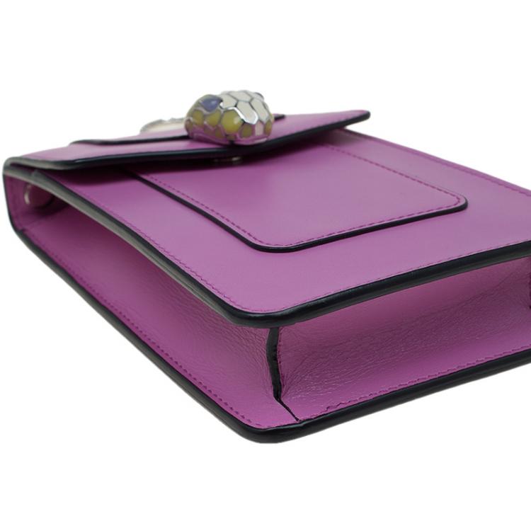 Pre Owned Bvlgari Pink Leather Serpenti Forever Vertical Chain Pochette