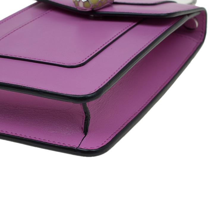 Pre Owned Bvlgari Pink Leather Serpenti Forever Vertical Chain Pochette