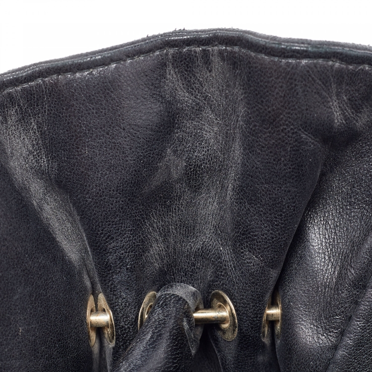 Pre Owned Bvlgari Black Pleated Leather Twistino Tina Shopper Tote